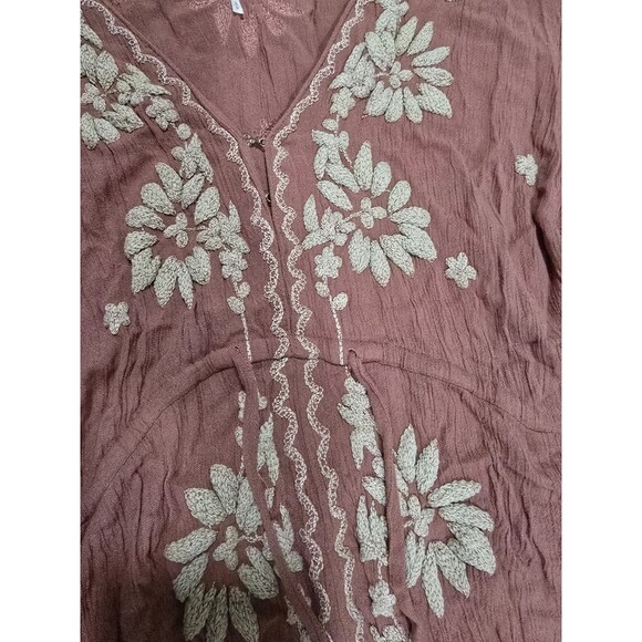 Free People Embroidered Fable Midi Dress Raspberry Pink Mauve Festival Sz Small - Picture 5 of 9